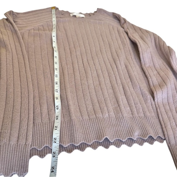 Spiritual Gangster Hudson Pointelle Crewneck Sweater Rose Pink Wool Blend Large - Picture 5 of 8